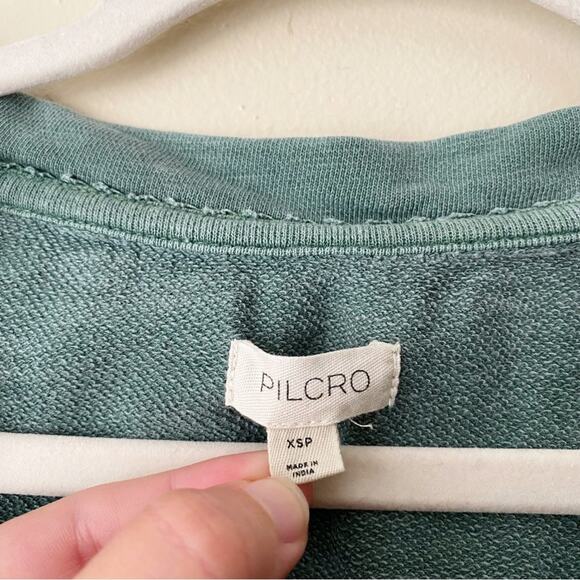 Pilcro | Batwing Eyelet Sleeve Crop Top Boho Festival Olive Green XSP Petite - Picture 7 of 7